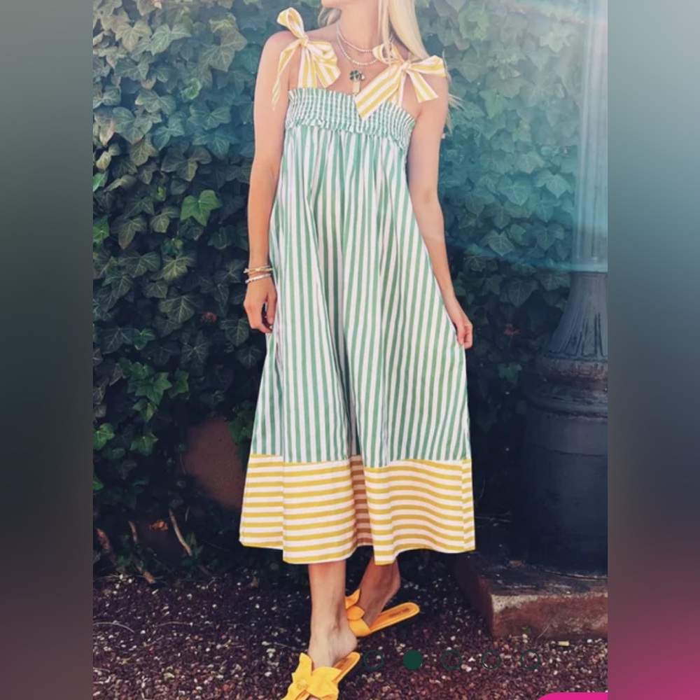 Buru Contrast Tie Top Midi Dress Size XS/S‎ EUC